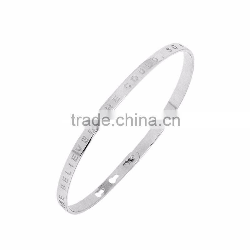 Memories Bangles with Customize Design Word 'SHE BELIEVED SHE COULD, SO SHE DID' with 4mm/7mm Width