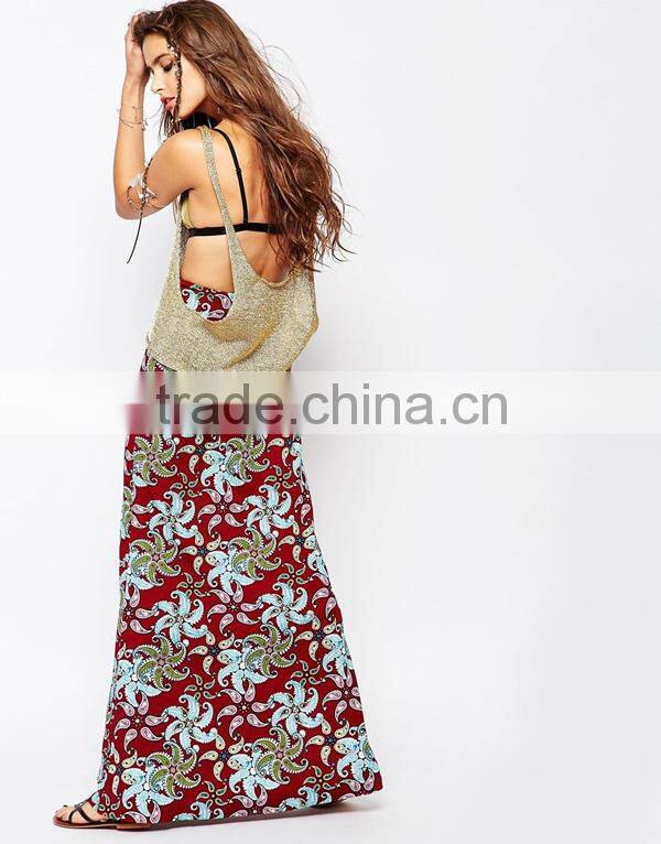 Rose print long skirt for womens maxi skirt
