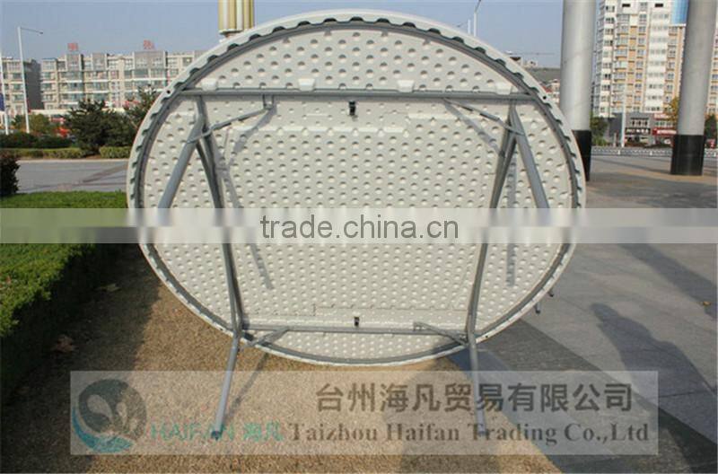 durable PE 2 Meter white upscale round wedding table/stainless steel bracket modern round marriage table with removable legs