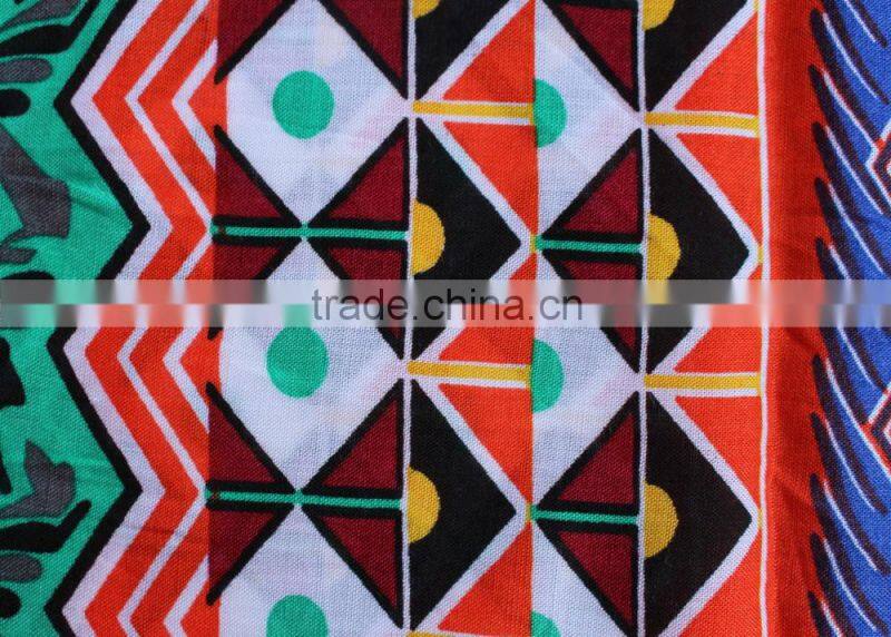 zig zag stripe diamond shape printed polyester cotton rayon blend fabric