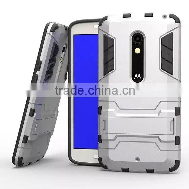 2 In 1 Hot Selling Iron-Bear Stand Rugged Hybrid Protective Case for Moto X Play