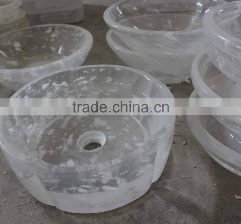 factory direct sale clear quartz melting crystal washbasin