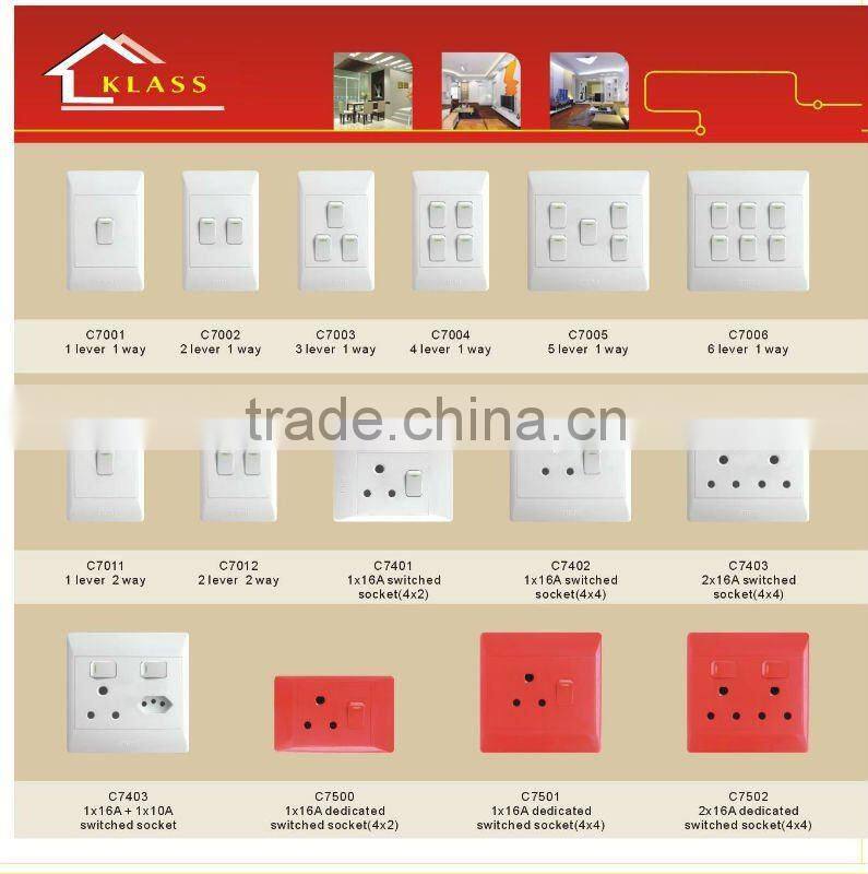 Africa 16a electrical wall switch and socket