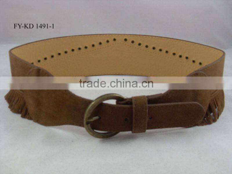 ladies PU leather waist tassel rivet belt for women