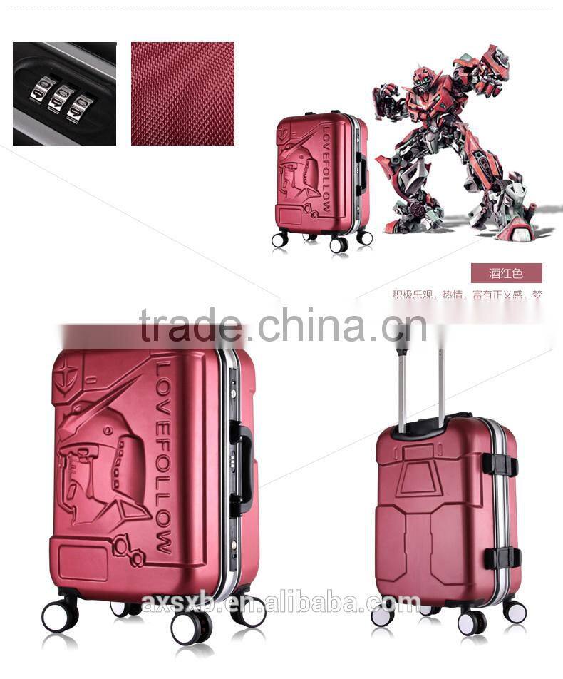 lovefollow 2015 new style Transformers ABS aluminum frame trolley luggage suitcase for cool men
