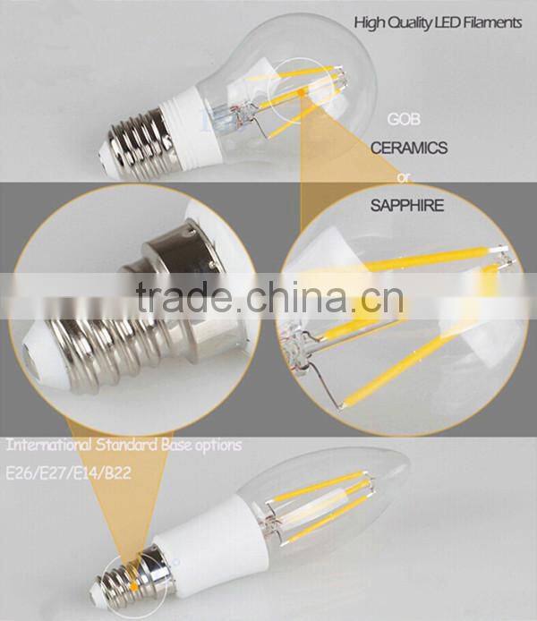 high wattage led filament candle bulb
