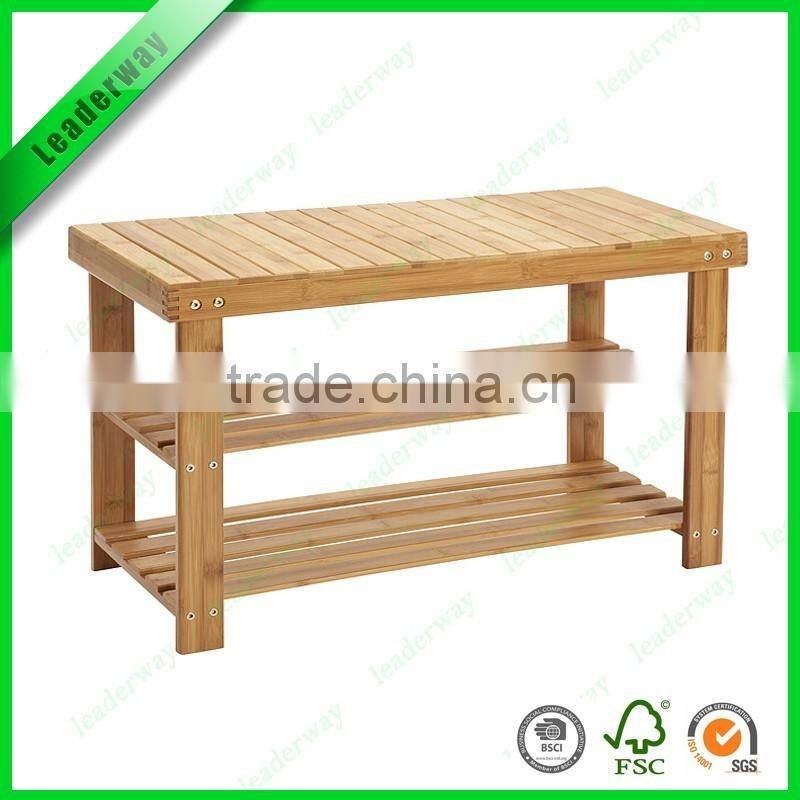 bamboo shoe storage rack bench with white sponge mat