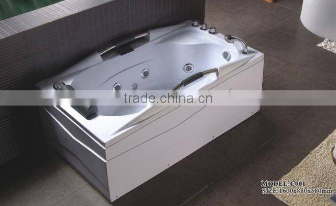 Cheap Indoor Bathtub with Handle and Pillow 1600*850*580mm