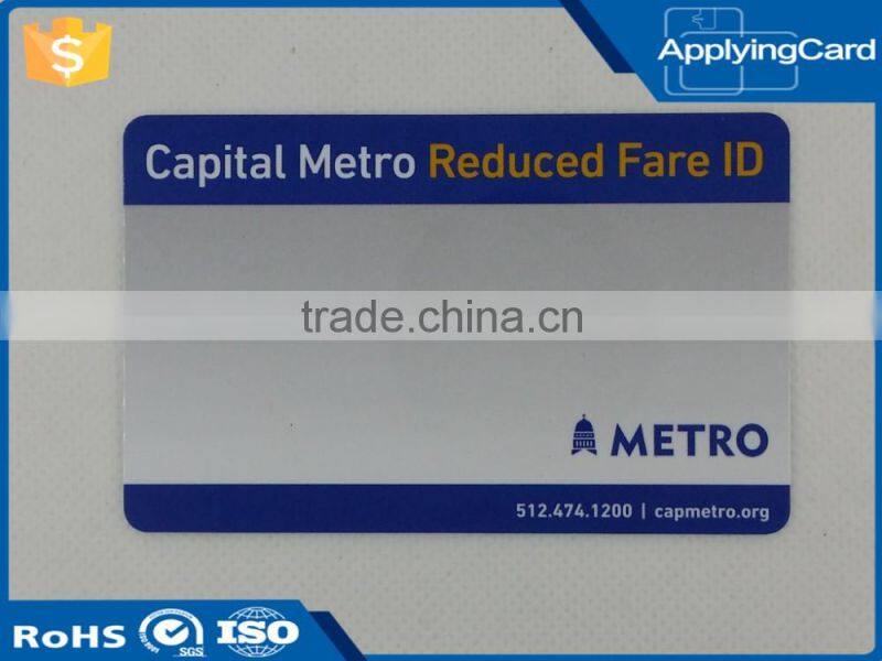 DongGuan Factory Wholesales Inkjet printing plastic pvc rfid card with cheap price for metro card