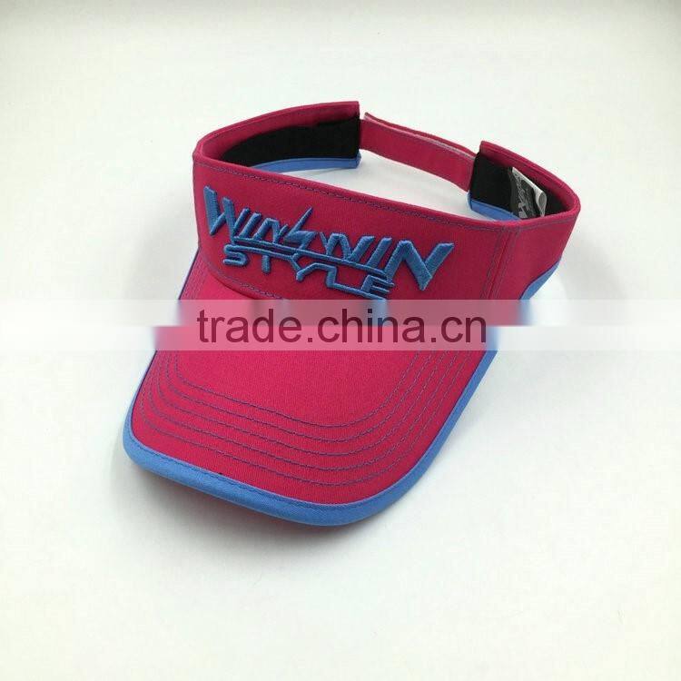 Wholesale 100% cotton 3D embroidery sun visor hats for women