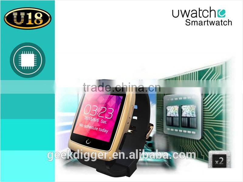 Newest Uwatch U18 Android 4.4 Dual core MTK6571 Smart Watches Bluetooth WIFI GPS Pedometer Sleep Monitoring Compass watch