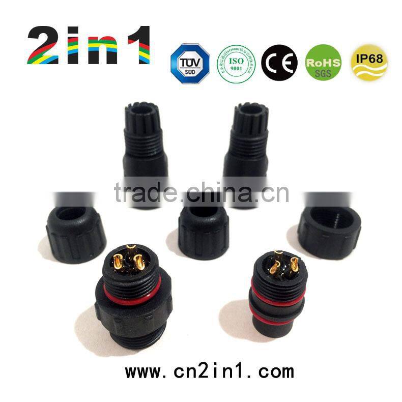 SQ14-3P IP68 10A Nylon Solder Waterproof Electric Cable Wire Connector