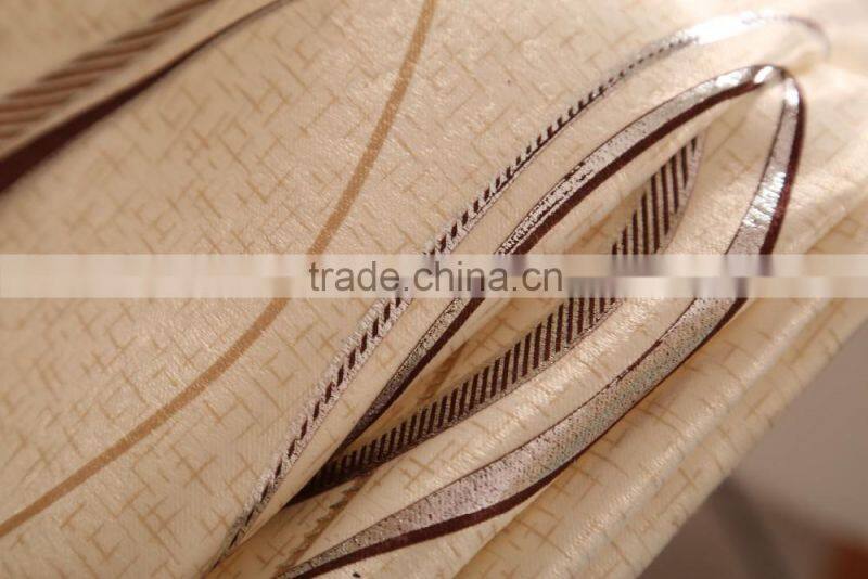 100% polyester curtain glossy black out with hot stamping silver print flocking grommet curtain panel