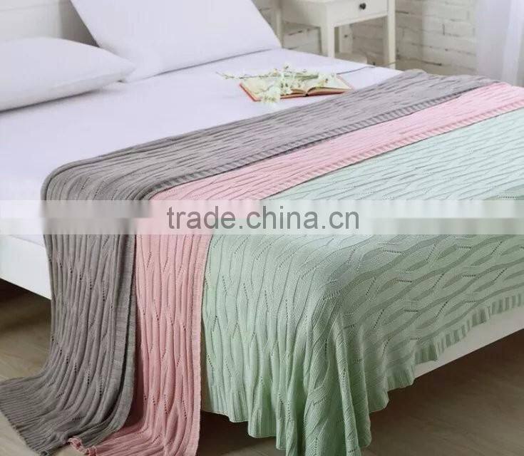 High Quality Super Soft Bamboo Fiber Knitted Blanket / Throw Blanket