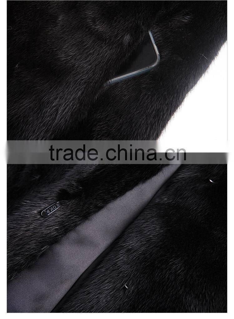 hot sale short black mink fur hooded coat for winter