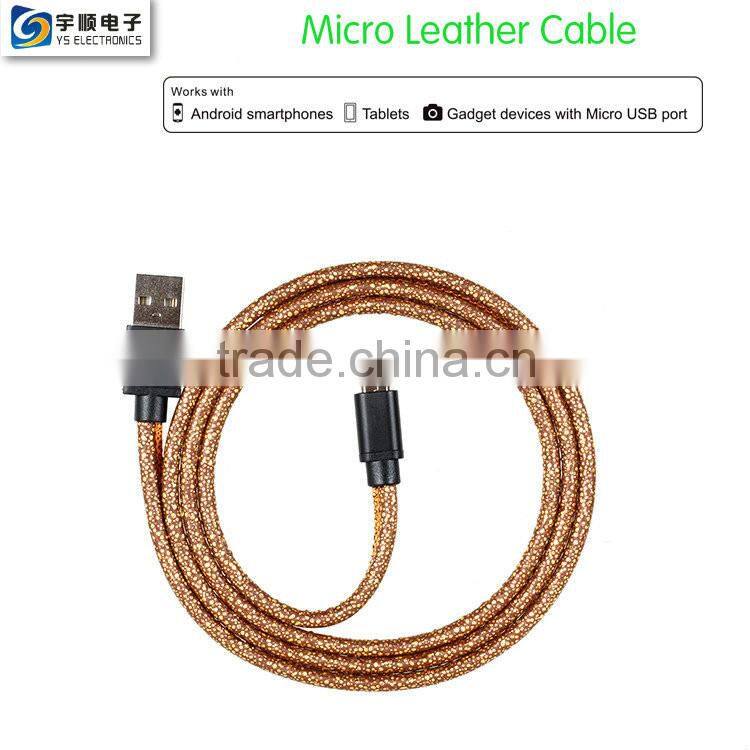1M Micro Leather Cable for Samsung/Smartphone