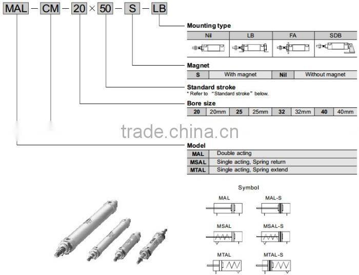 MAL Mini Air Cylinder Aluminum alloy 16-40MM Bore