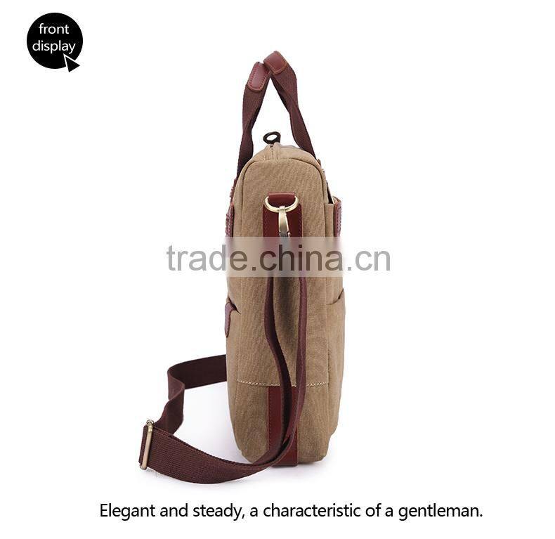 2016 good selling canvas bag leather handle cotton canvas tote unisex handbag