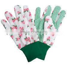 9-11inch flora printed pvc dots cotton garden glove