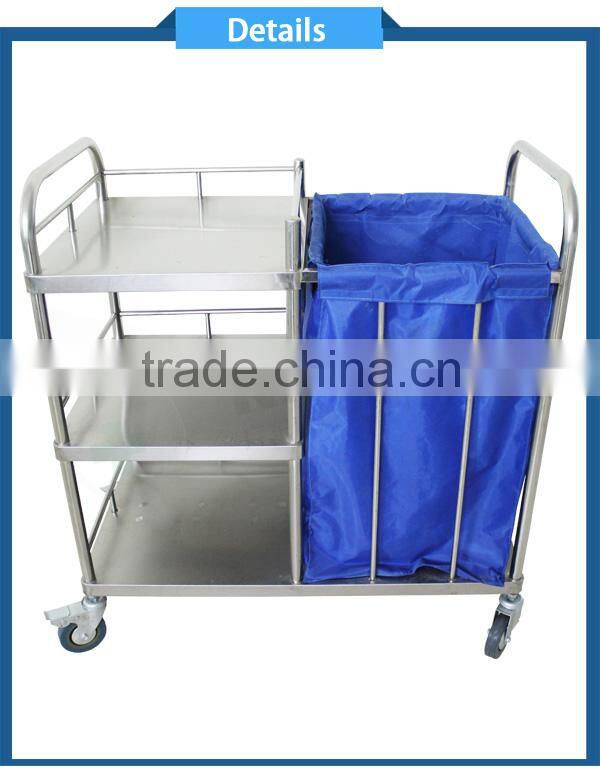 Kareway stainless steel hospital waste cart with wheels,hospital cleaning trolley