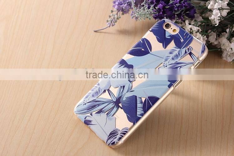 Transparent Ultrathin hard plastic Cell Phone Case with blue painting case for Iphone