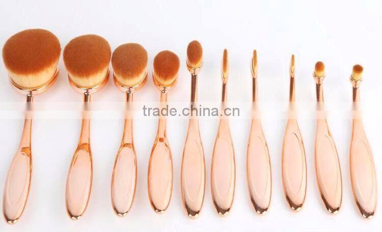 New High Quality 10pcs oval make up brush set, Oval foundation brush