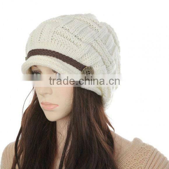 Korean Fashion Womens Warm Winter Crocheted Knit Braided Beanie Ski Hat Skull Cap