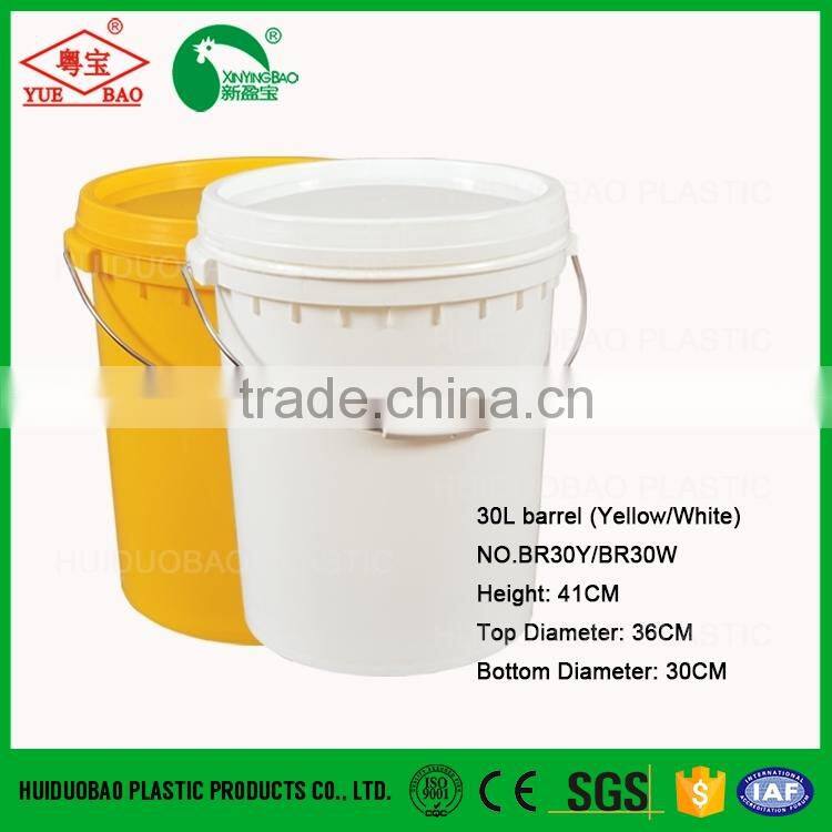 Yellow plastic bucket 30L for construction