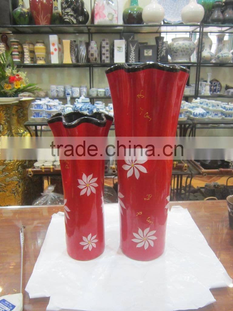 Vietnam ceramic home vase, set of 2 red ceramic vase, price wholesale