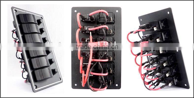 6 GANG LED Waterproof Rorcker Switches Aluminum Panel