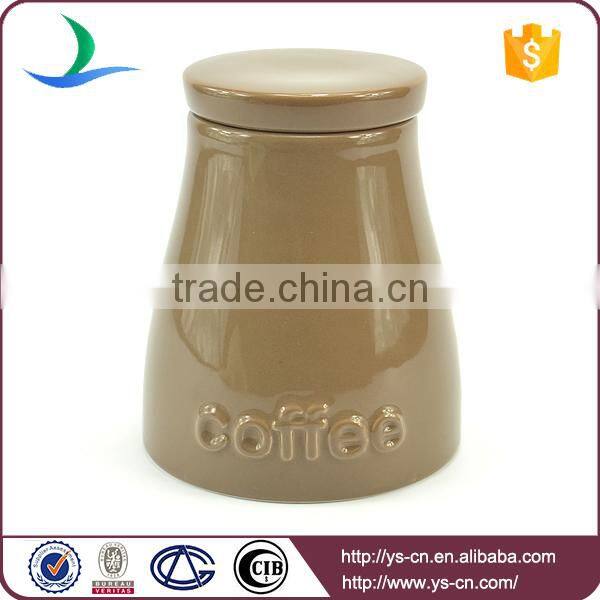 Modern brown ceramic coffee storage jar