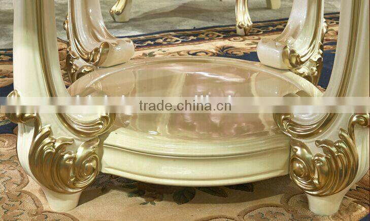 European Style Fashionable Dining Room Set, Palace Royal Wooden Round Dining Table and Chairs Set (BF01-ML022)