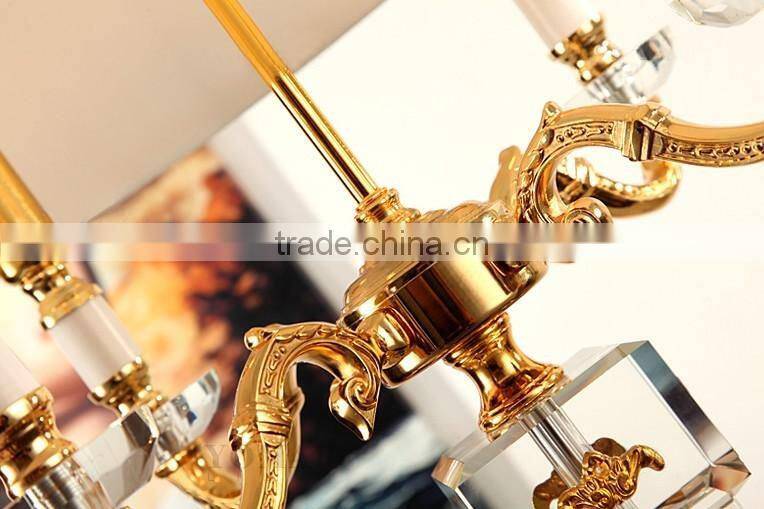 K9 crystal lamp body fabric lampshade four candles living room bedroom table lamp