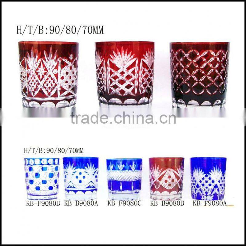 cobalt blue 8 oz stock hand cut round glass tumbler