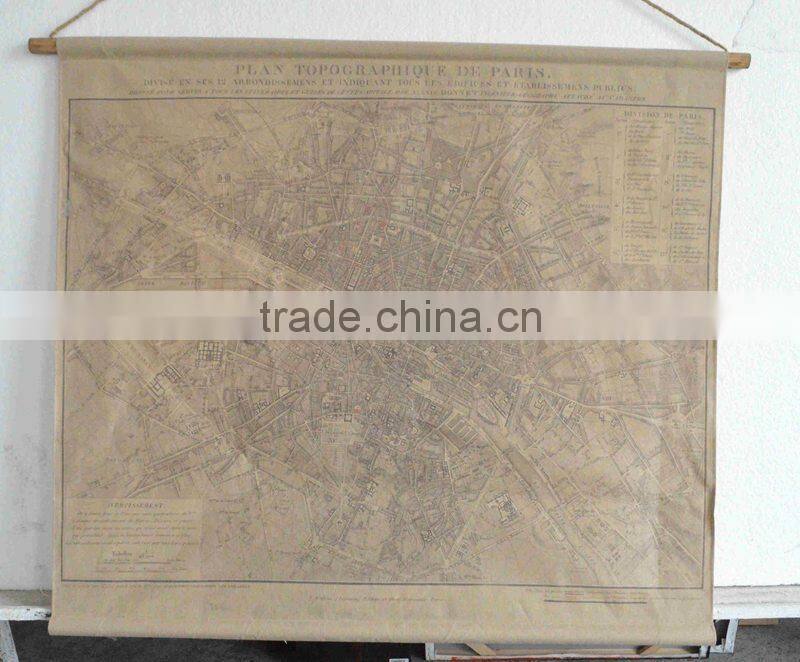 2016 new style antique linen printing wooden frame for wall decoration