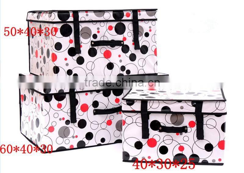 N486 Good Quality Custom Printed Non Woven Coated Water Proof Foldable Storage Box Polka Dot Bin