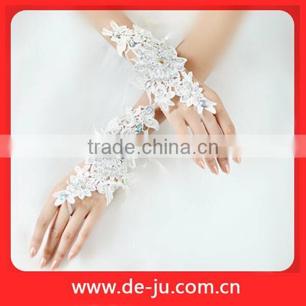 Elegant Flower White Evening Dress Bride Fingerless Lace Glove