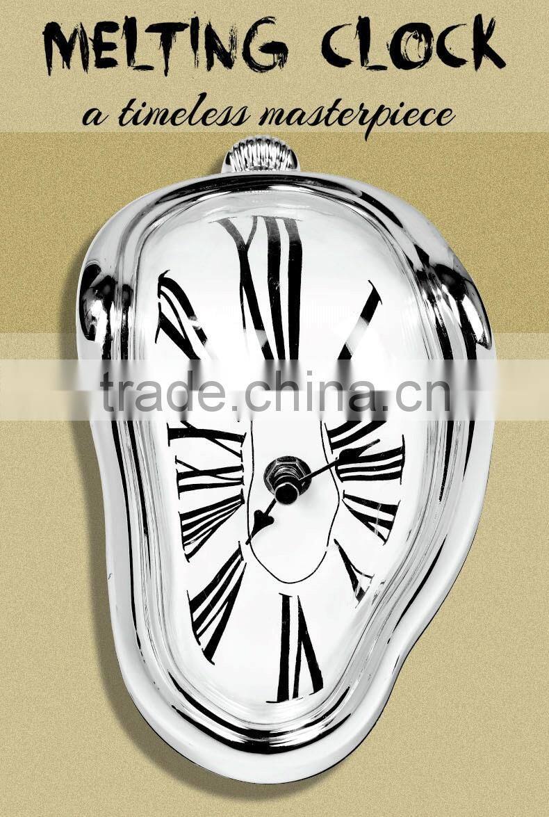 Creative L Shape Curving Wall Clock, Fashion Melting Clock, Roman Number Clock
