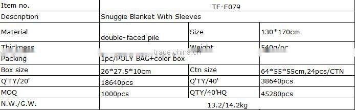 Snuggie Blanket With Sleeves/fleece blanket with sleeves/baby snuggie blanket