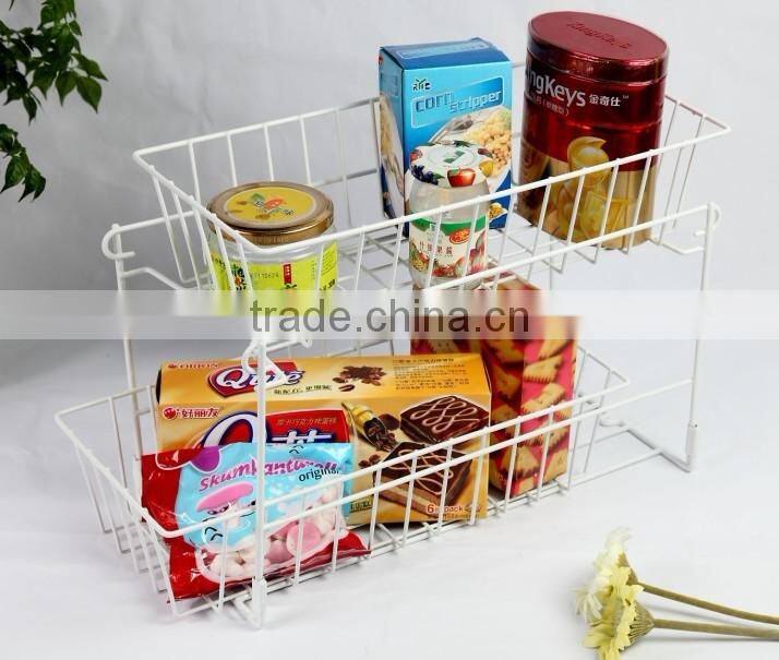Fancy Metal Wire 2 Tier Kitchen Storage Rack/Storage Stand/Sundry Organizer