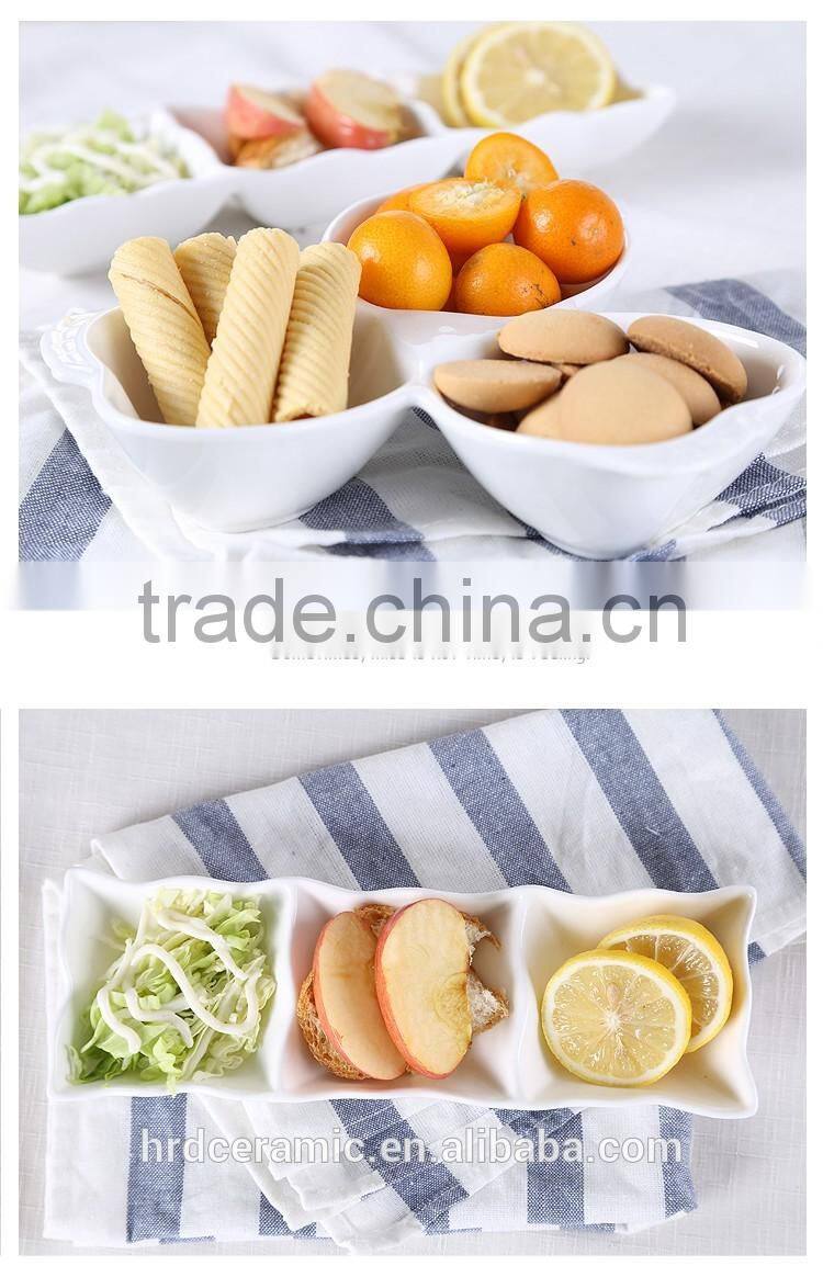 High quality 20.5*5cm white apple shaped ceramic dishes