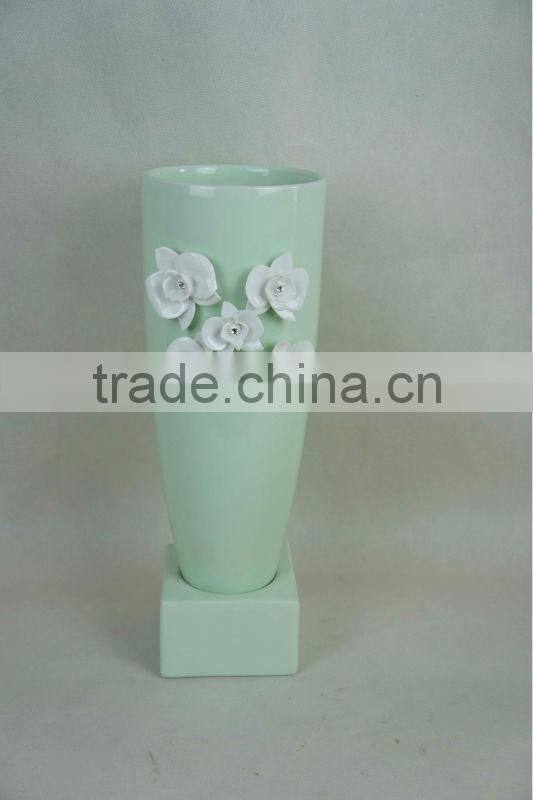 Ceramic flower vase with crystals from swarovski