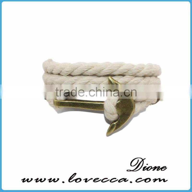 Customized Braided Leather Stainless Steel Hook Anchor Bracelet