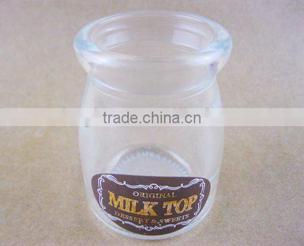 Glassware,Glass pudding bottle with plastic lid
