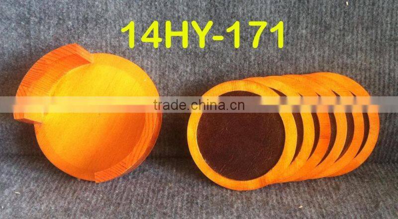 custom handmade round wooden coaster set on sale