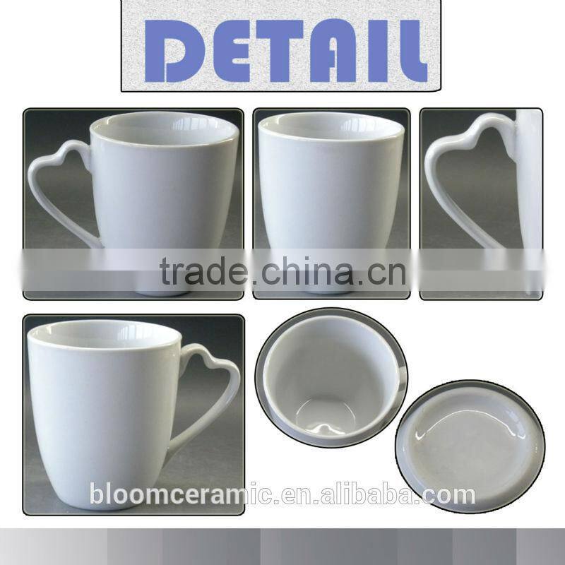 Heart shape blank wholesale ceramic mugs