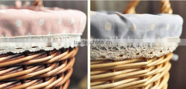 Hot sell large colored wicker recycle laundry basket with handles