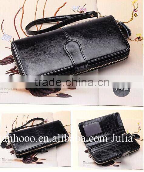 Women leather wallet/zipper ticket wallet/long purse