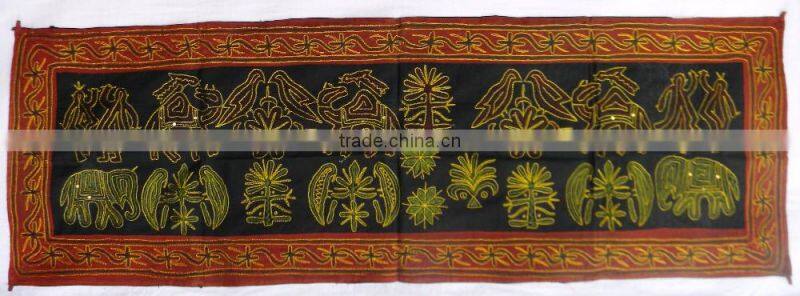 Traditionally Designed Hand Embroidery Work Indian Cotton Wall Hanging Mix Design Tapestry
