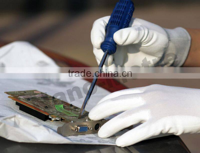 NMSAFETY 13 gauge white PU palm assembly hand work pu gloves